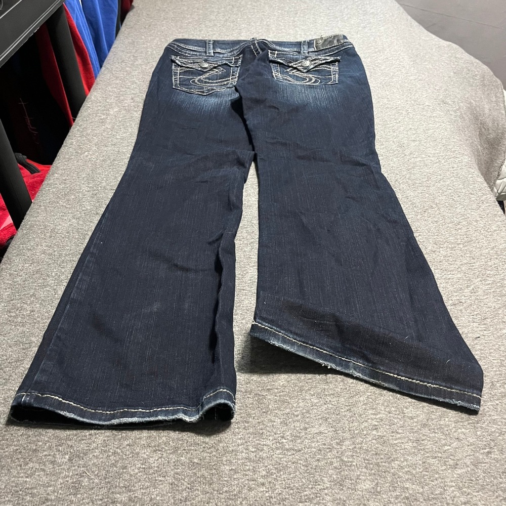 Silver Jeans Co Suki Surplus Dark Wash Bootcut Jeans W34 L32 Contrast Stitch